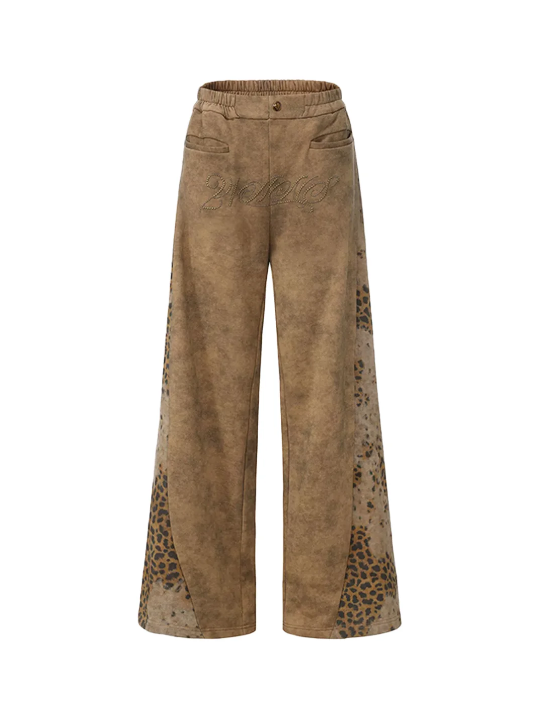 24ans online | Pink Brown Leopard Panel Sweatpants