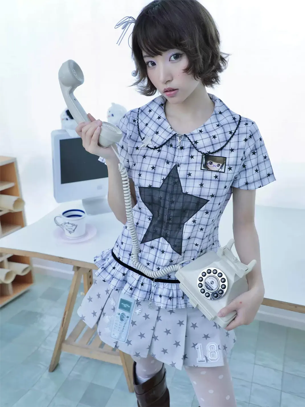 Hashtag DDD | Plaid Star Ruffled Shirt
