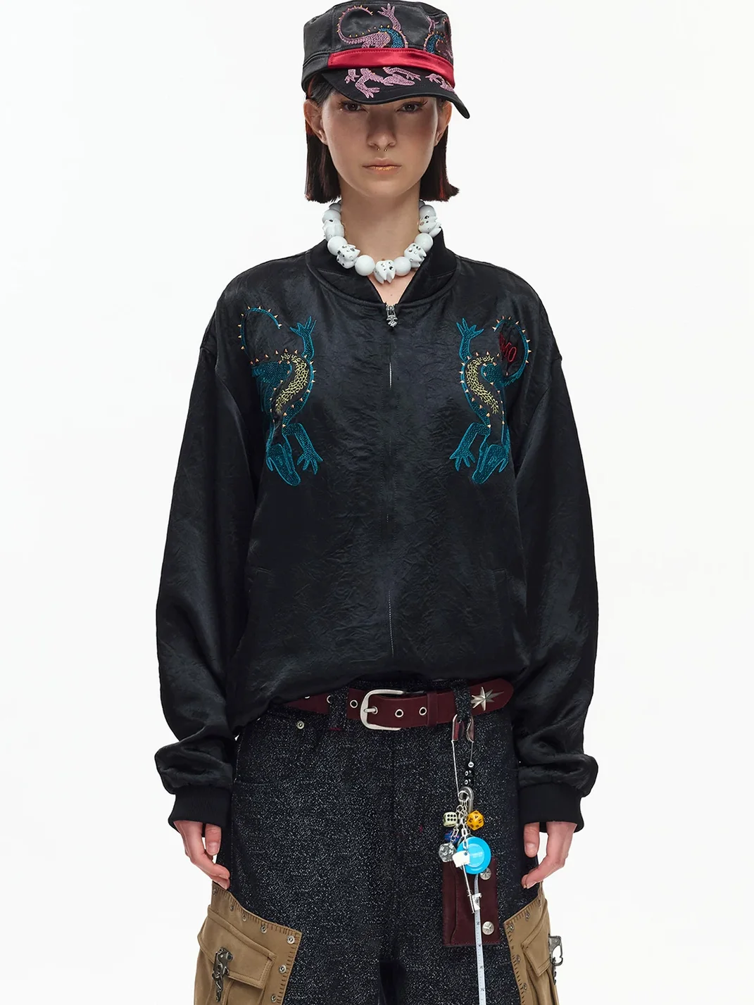 EMOBROTHER | Mirrored Tiger Print Acetate Sukajan Jacket
