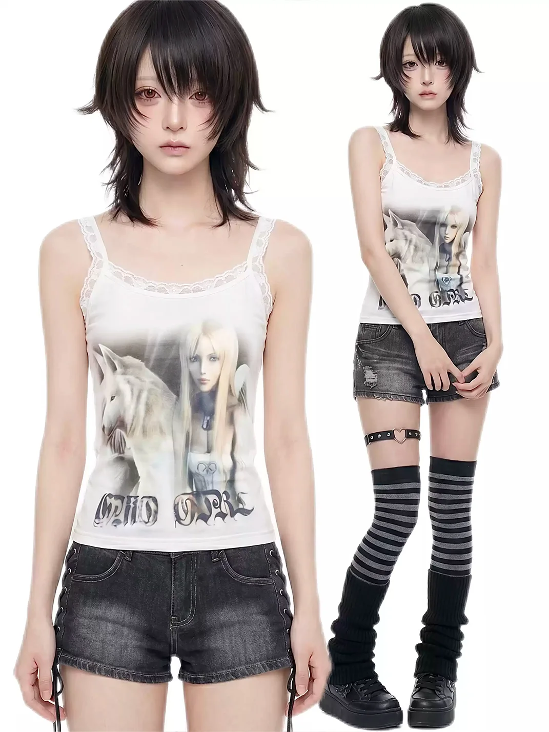 WEBBAR | Angel Wolf Y2K Lace Camisole