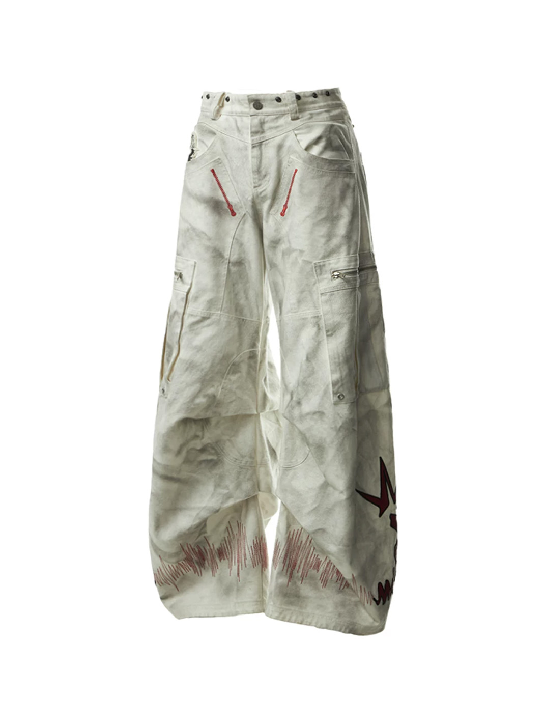 EMOBROTHER | Detachable Distressed Embroidered Cargo Overalls