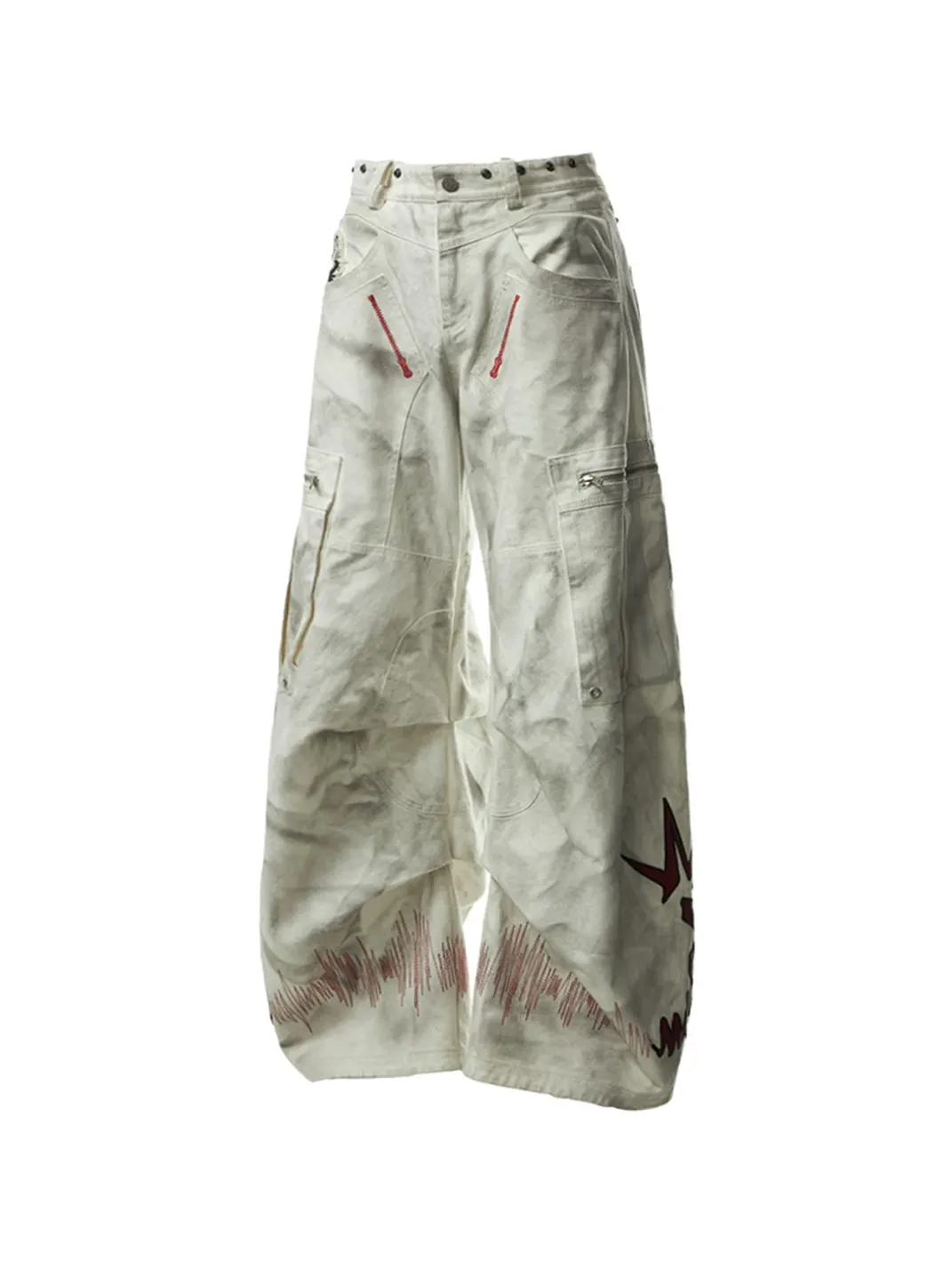 EMOBROTHER | Detachable Distressed Embroidered Cargo Overalls