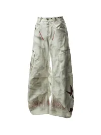 EMOBROTHER | Detachable Distressed Embroidered Cargo Overalls