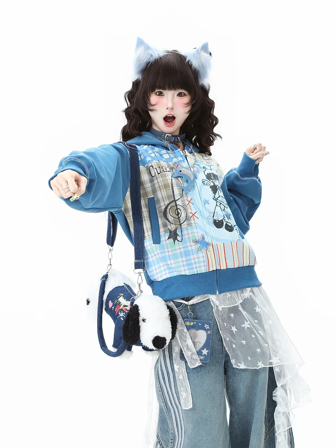 Languid Park | Blue Short Hooded Sweatshirt
