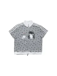 Hashtag DDD | Gray Star Print Short-Sleeve Zip-Up Jacket
