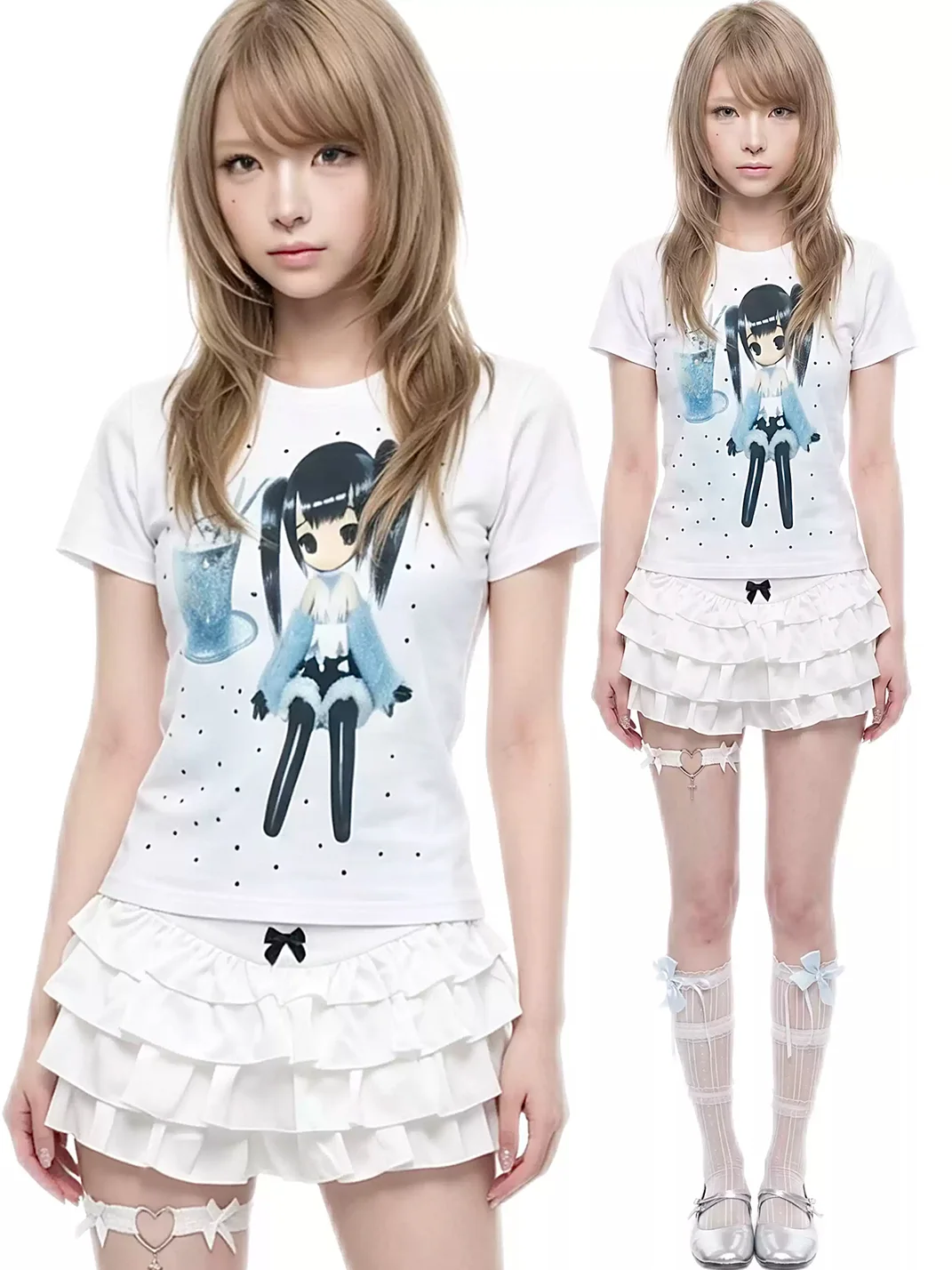 WEBBAR | Cute Polka Dot Short Sleeve T-Shirt