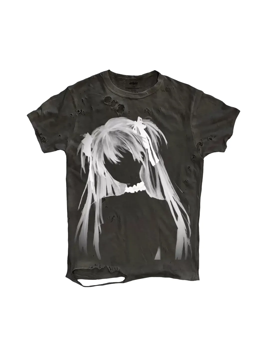 SHIBU | Distressed Y2K White-Haired Girl Graphic Short-Sleeve T-Shirt