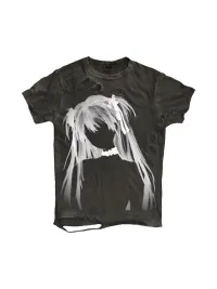 SHIBU | Distressed Y2K White-Haired Girl Graphic Short-Sleeve T-Shirt