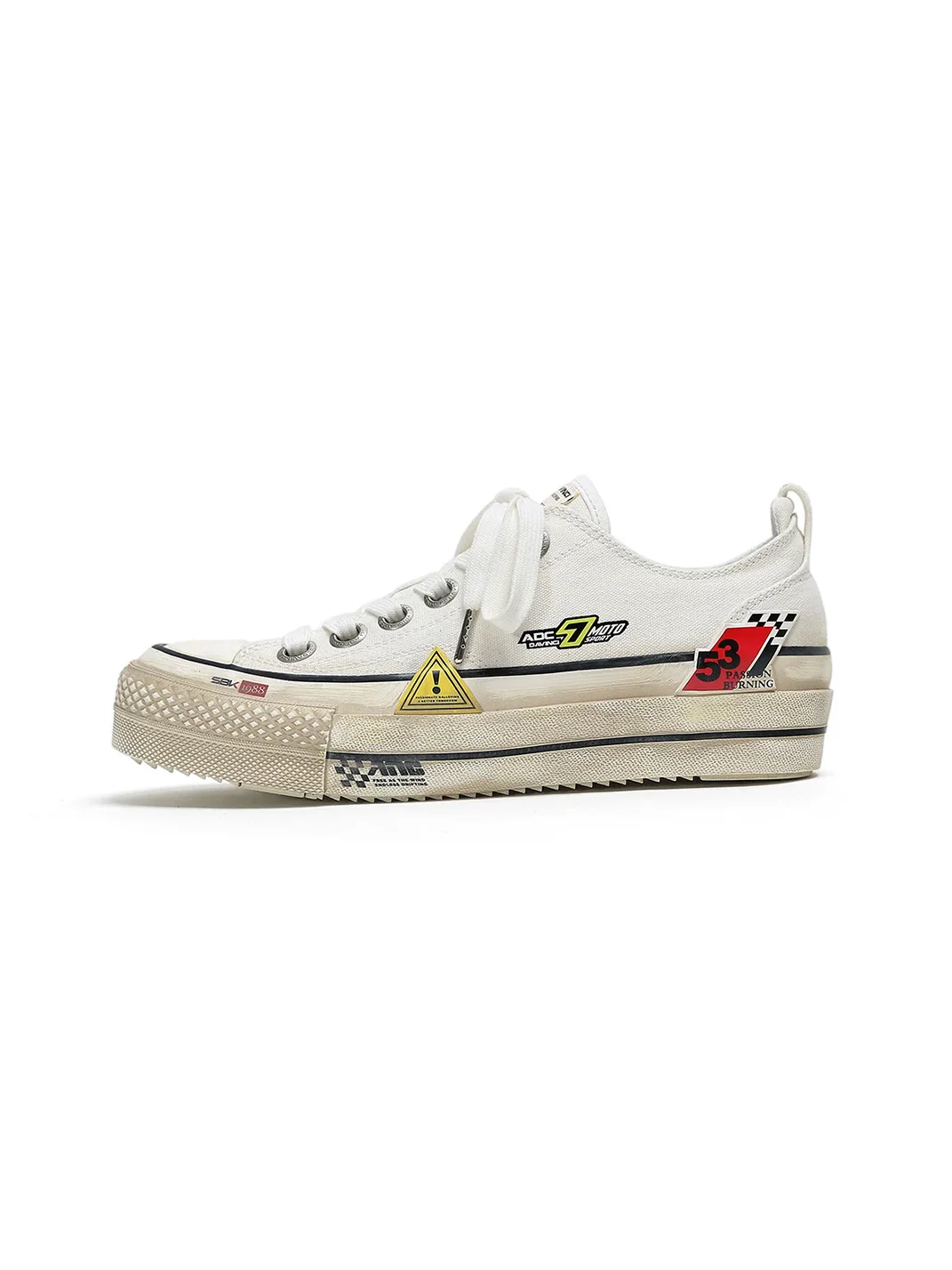 ADC | Pillow Champion Mark Distressed Canvas Platform Sneakers