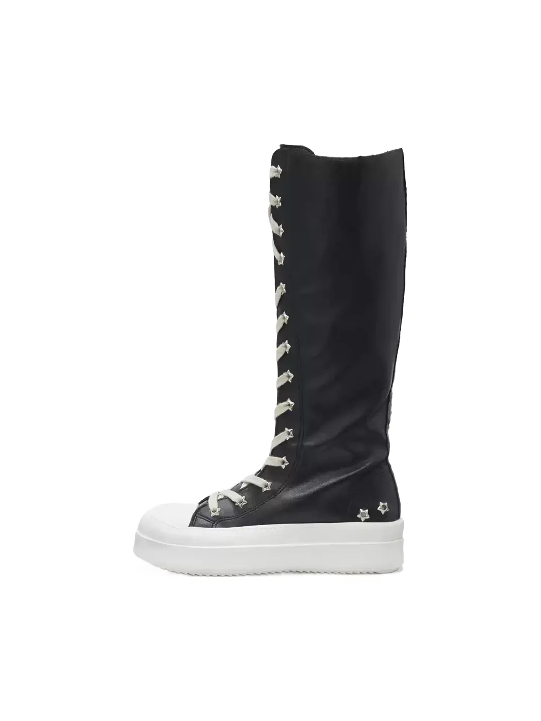 Gods plan | Women's Black Platform High-Top Boots with Star Details