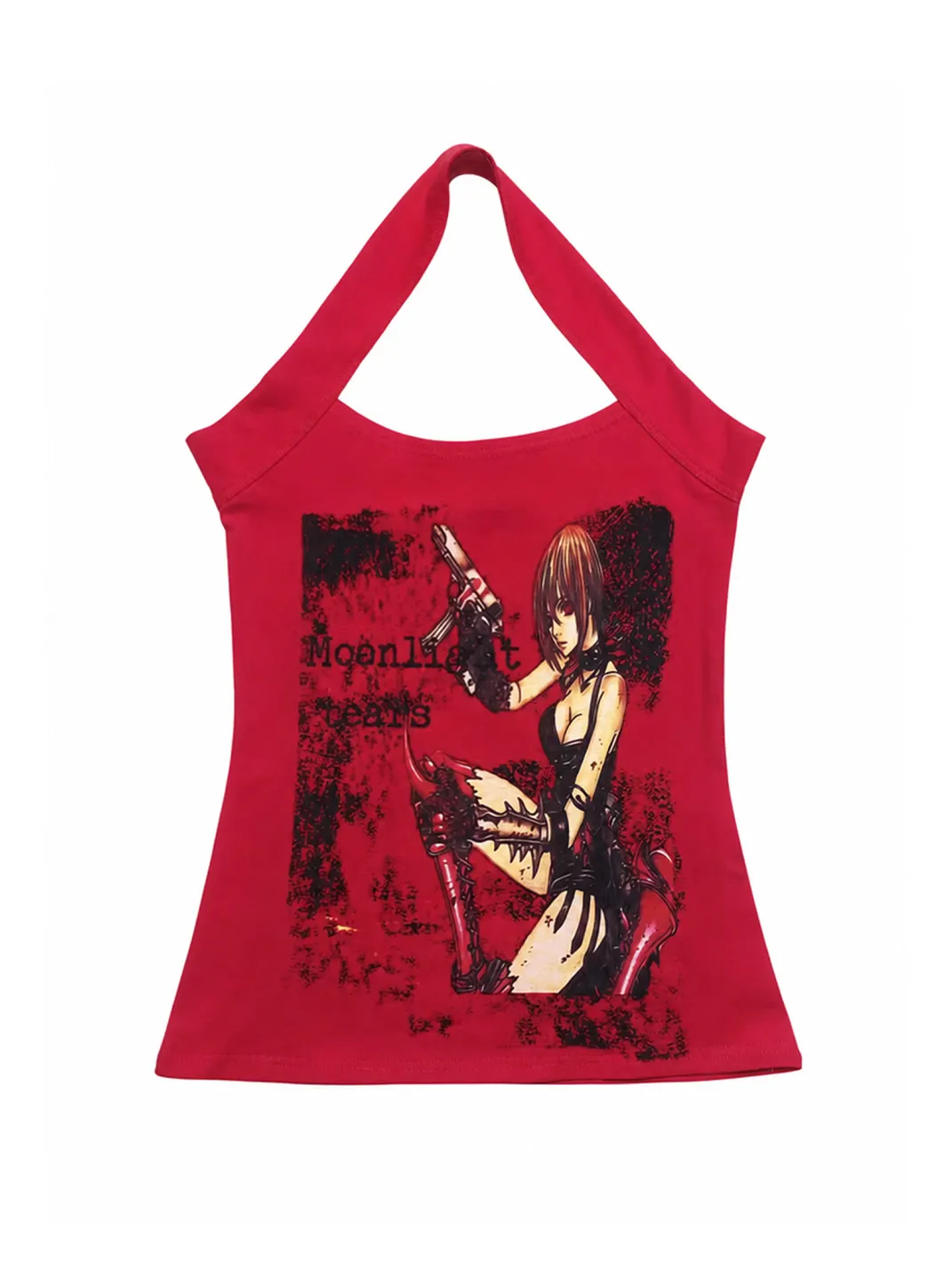 WEBBAR | Y2K Artist Design Rare Red Heavy-Duty Halter Tank Top