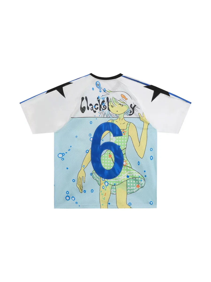 BlackBerry | Grass No. 6 Light Blue Short-Sleeve Football Jersey - 4
