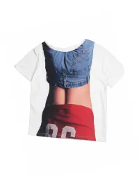 NyDkyel | Portrait Print Off-Shoulder T-Shirt