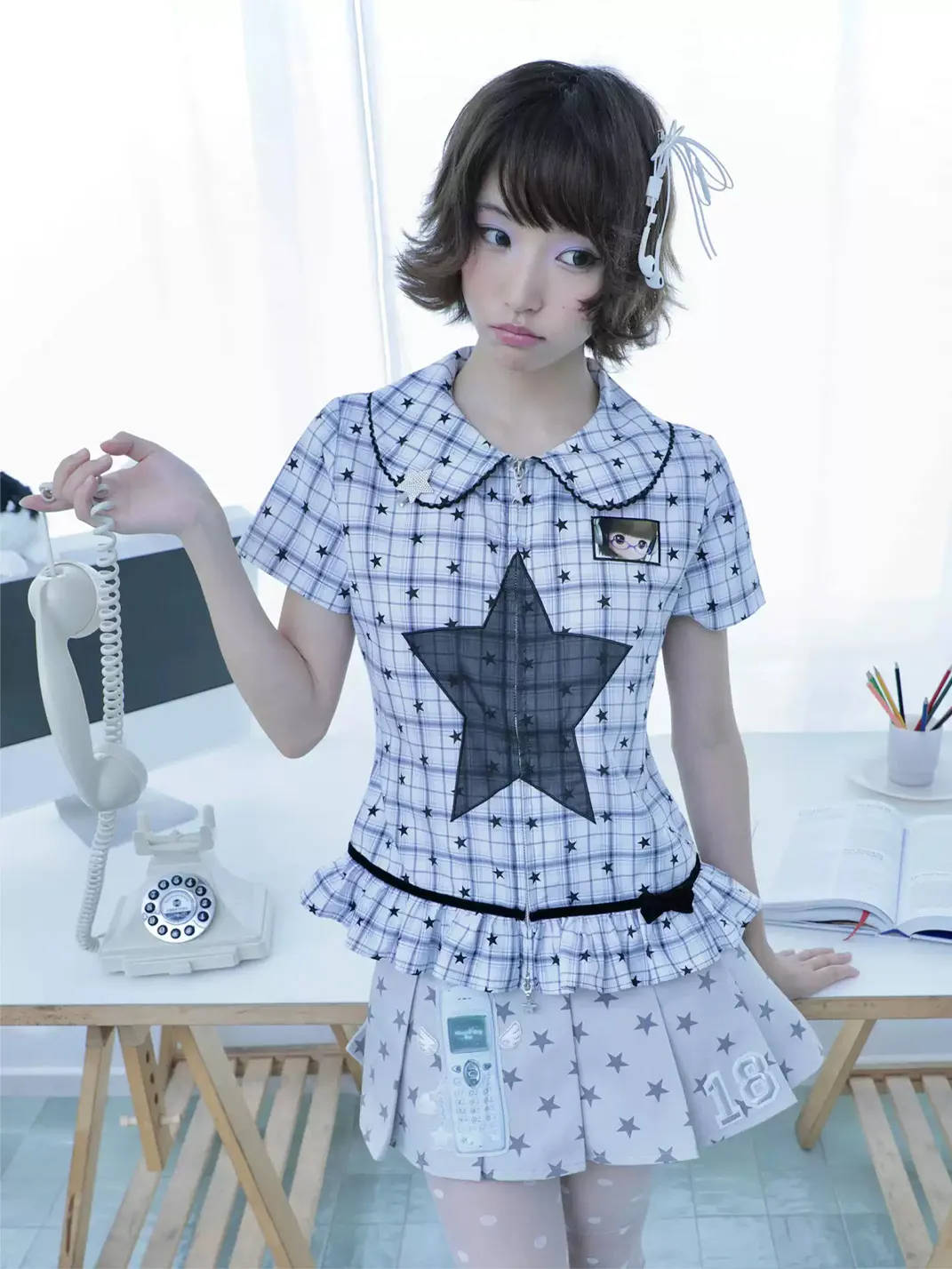 Hashtag DDD | Plaid Star Ruffled Shirt