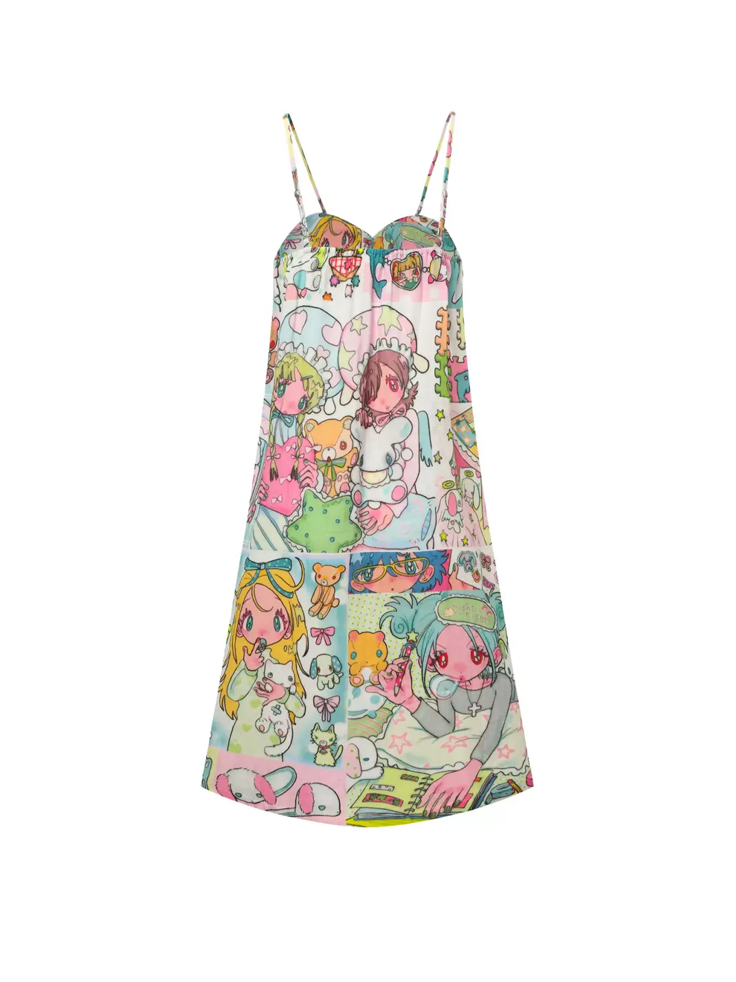 BlackBerry | Cartoon Print Cotton Midi Slip Dress