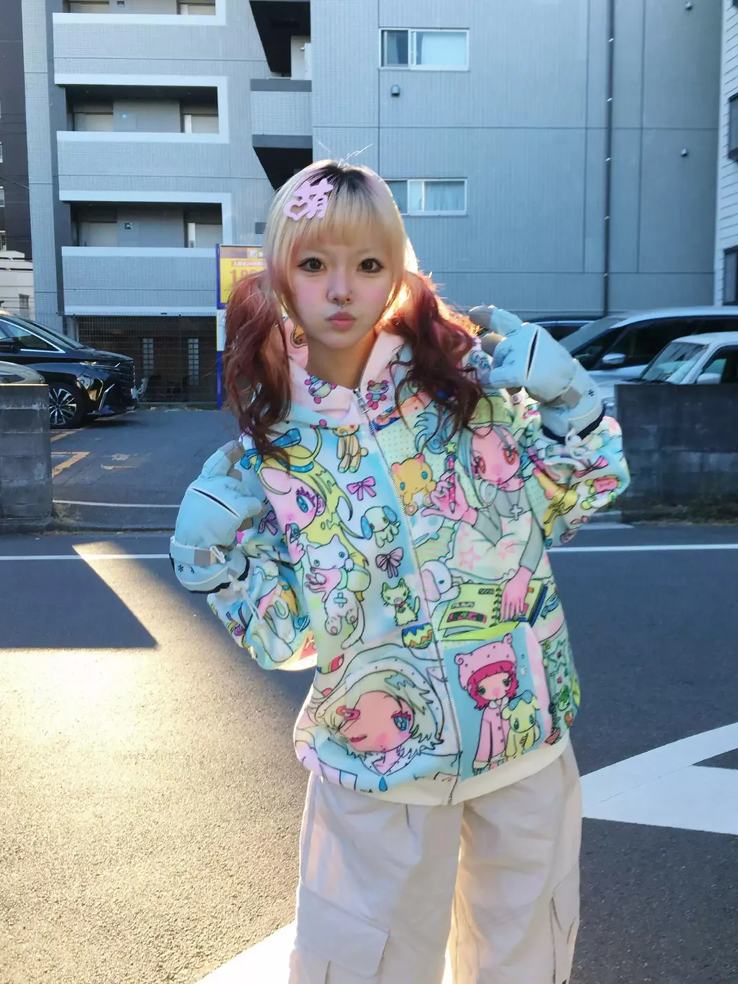 BlackBerry | Anime Print Ear Hood Zip Jacket