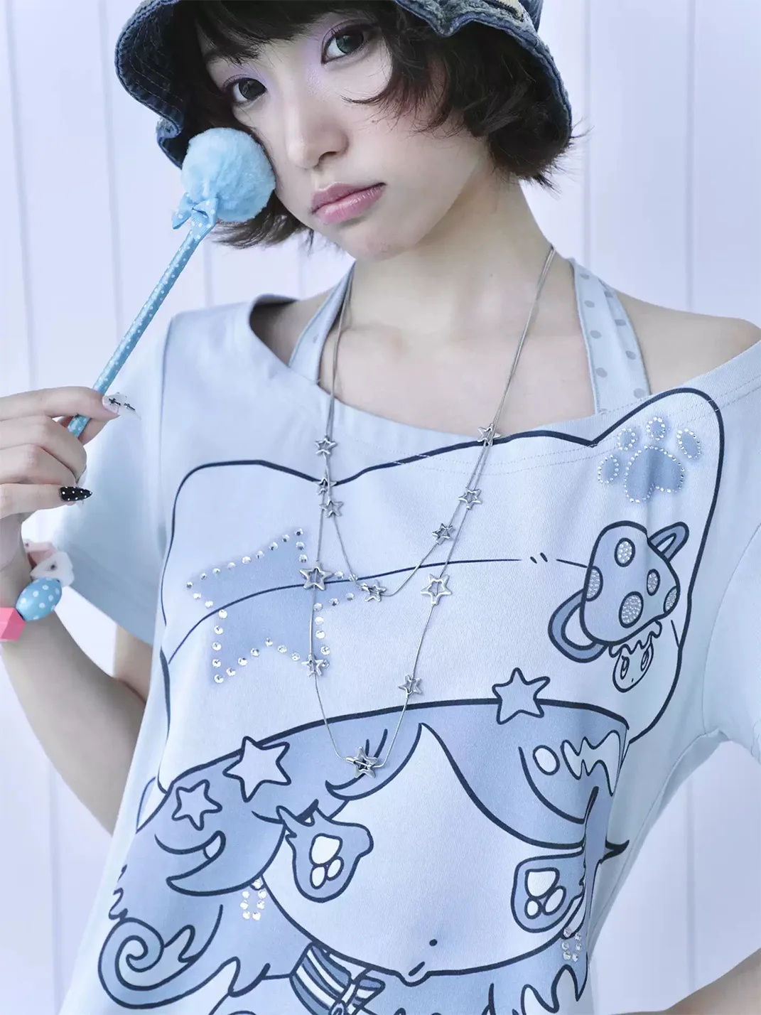 Hashtag DDD | Rhinestone Halter Graphic T-Shirt
