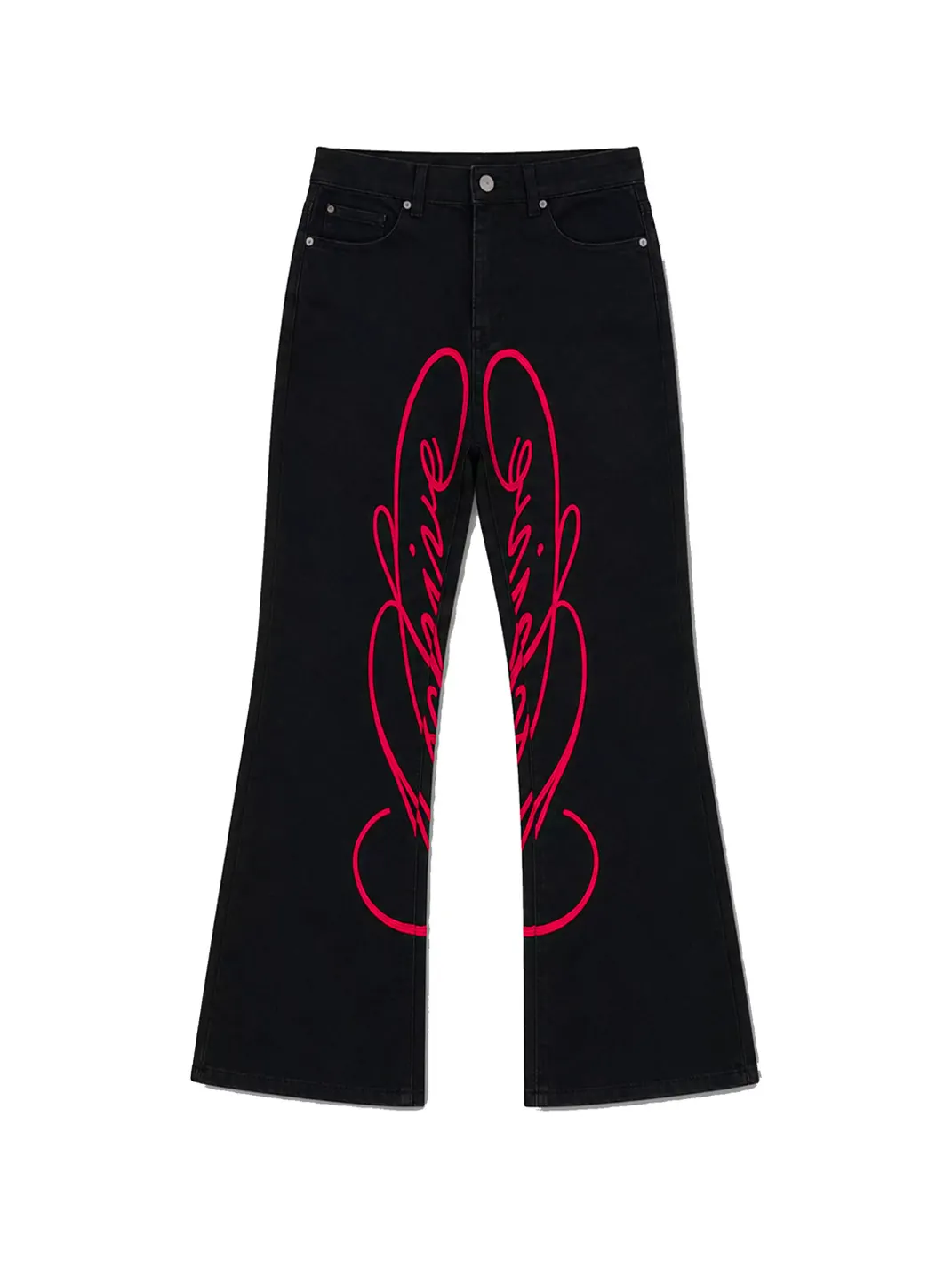 PAIKI | Embroidered Flared Black Jeans