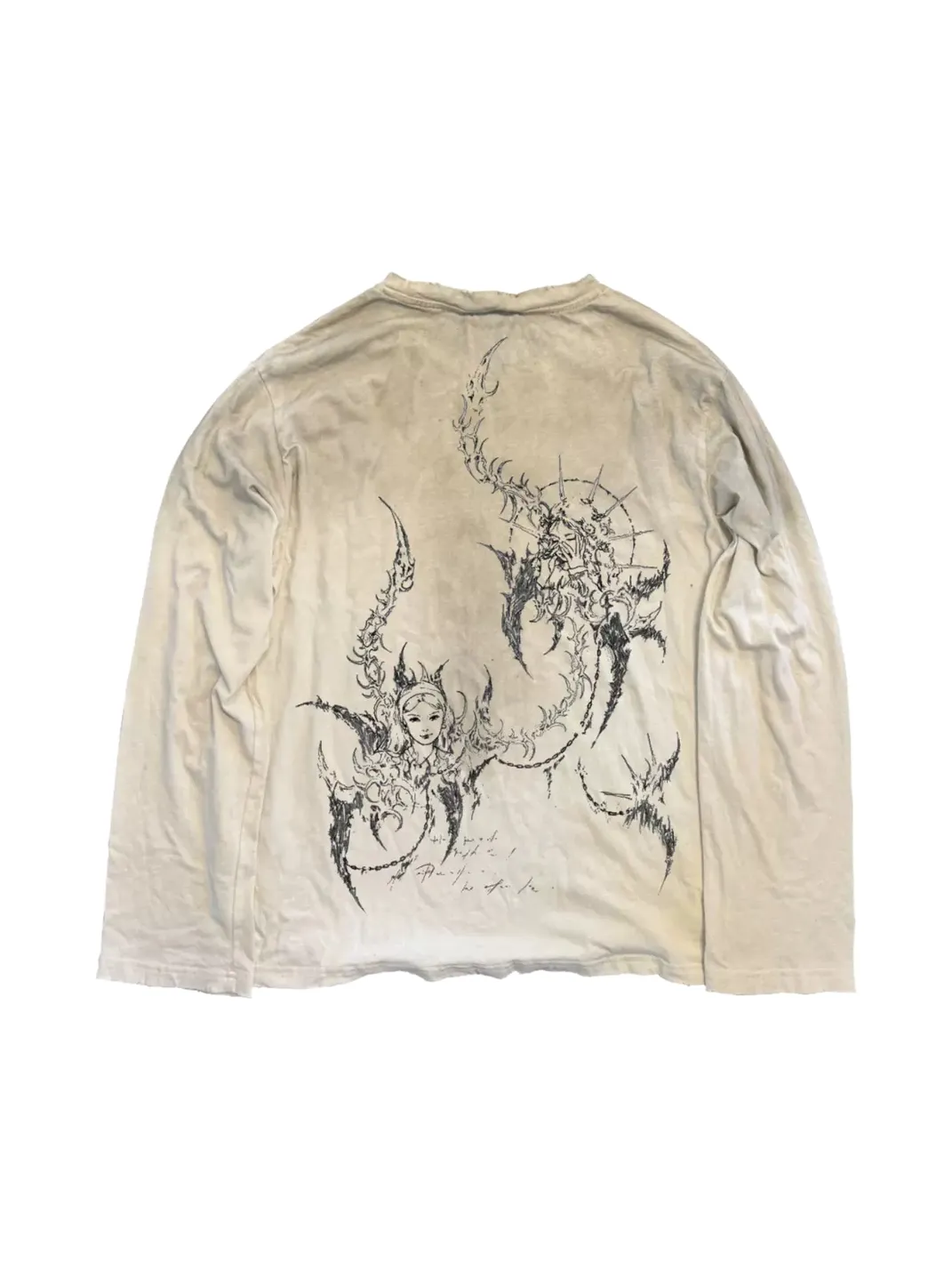 SHIBU | Distressed Fantasy Line Graphic Long-Sleeve T-Shirt