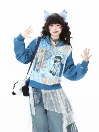 Languid Park | Blue Short Hooded Sweatshirt
