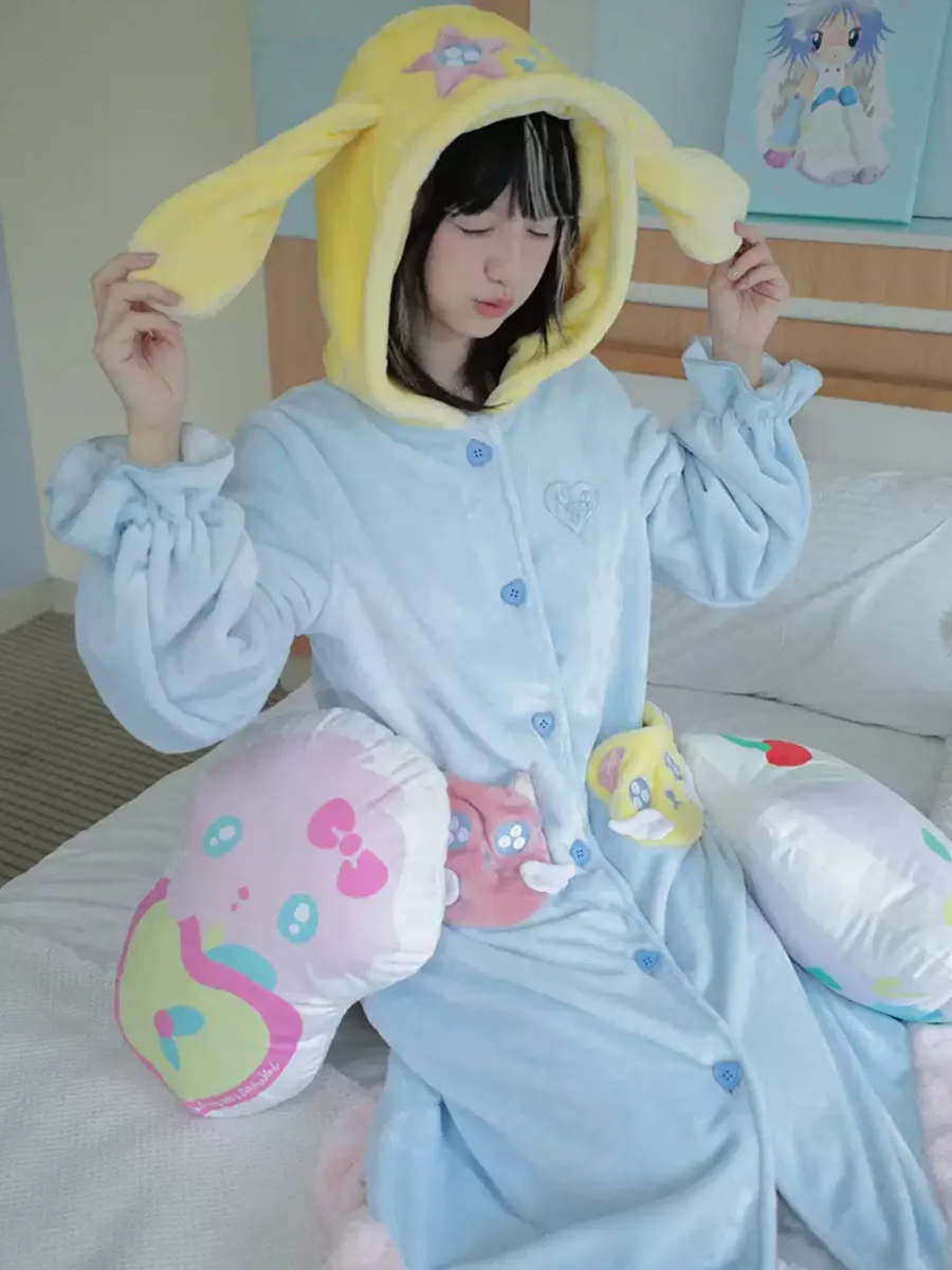 Hashtag DDD | Pastel Winged Animal Hooded Plush Sleep Robe - 4