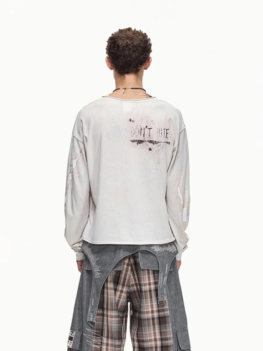 EMOBROTHER | Rage Bait Graphic Curved-Sleeve Long Sleeve T-Shirt - 2