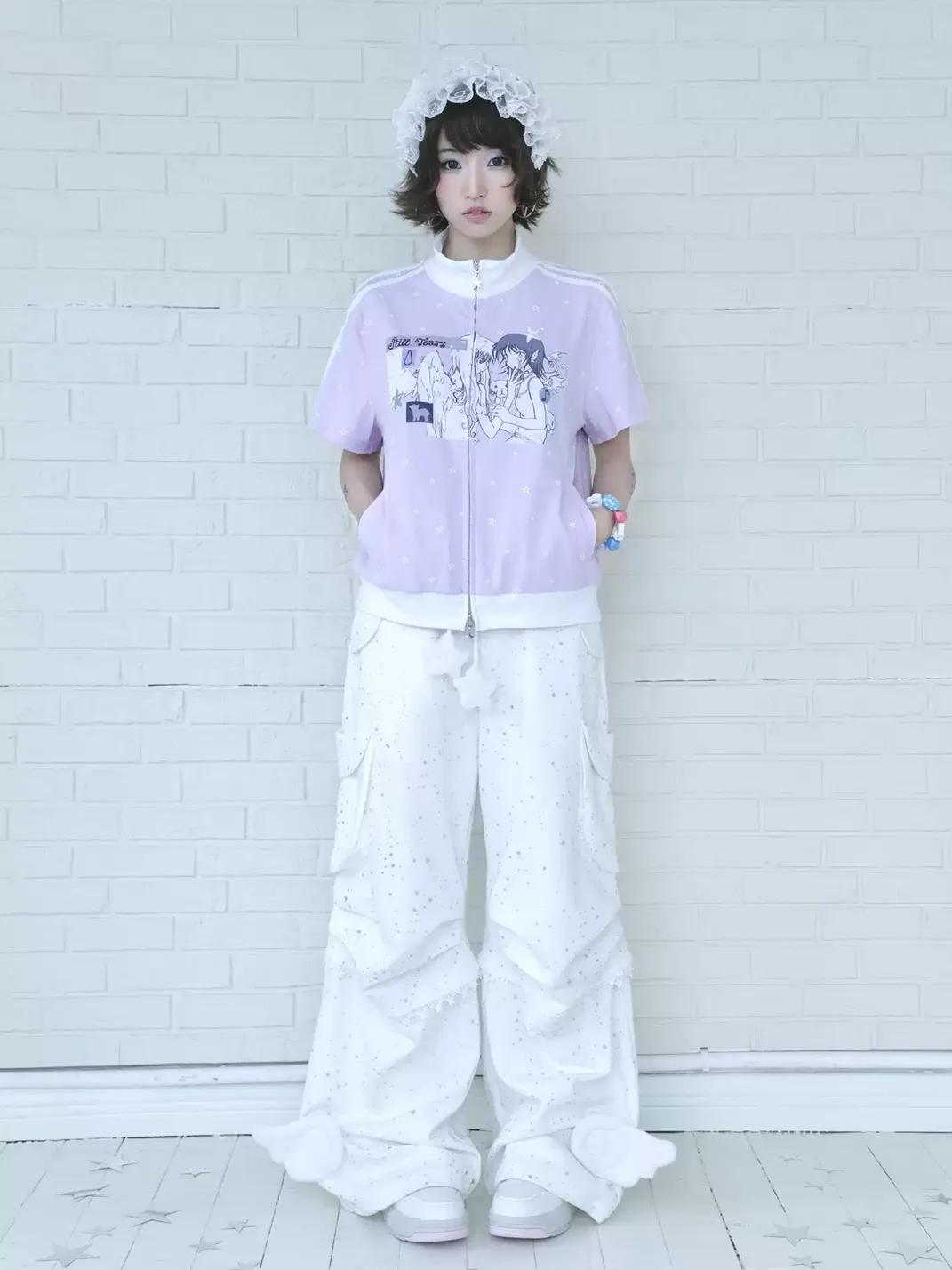 Hashtag DDD | Star Print Angel Graphic Zip Top