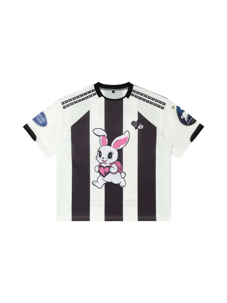 EeeeArtmonster | Striped Rabbit Graphic Jersey T-Shirt - 2