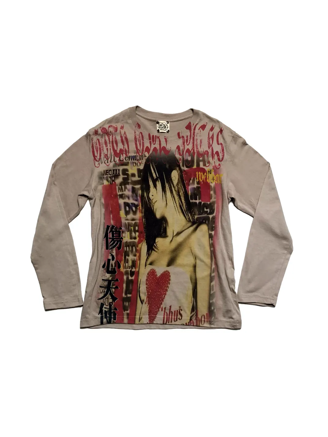 WEBBAR | Y2K Anime Style Brown Long Sleeve T-Shirt