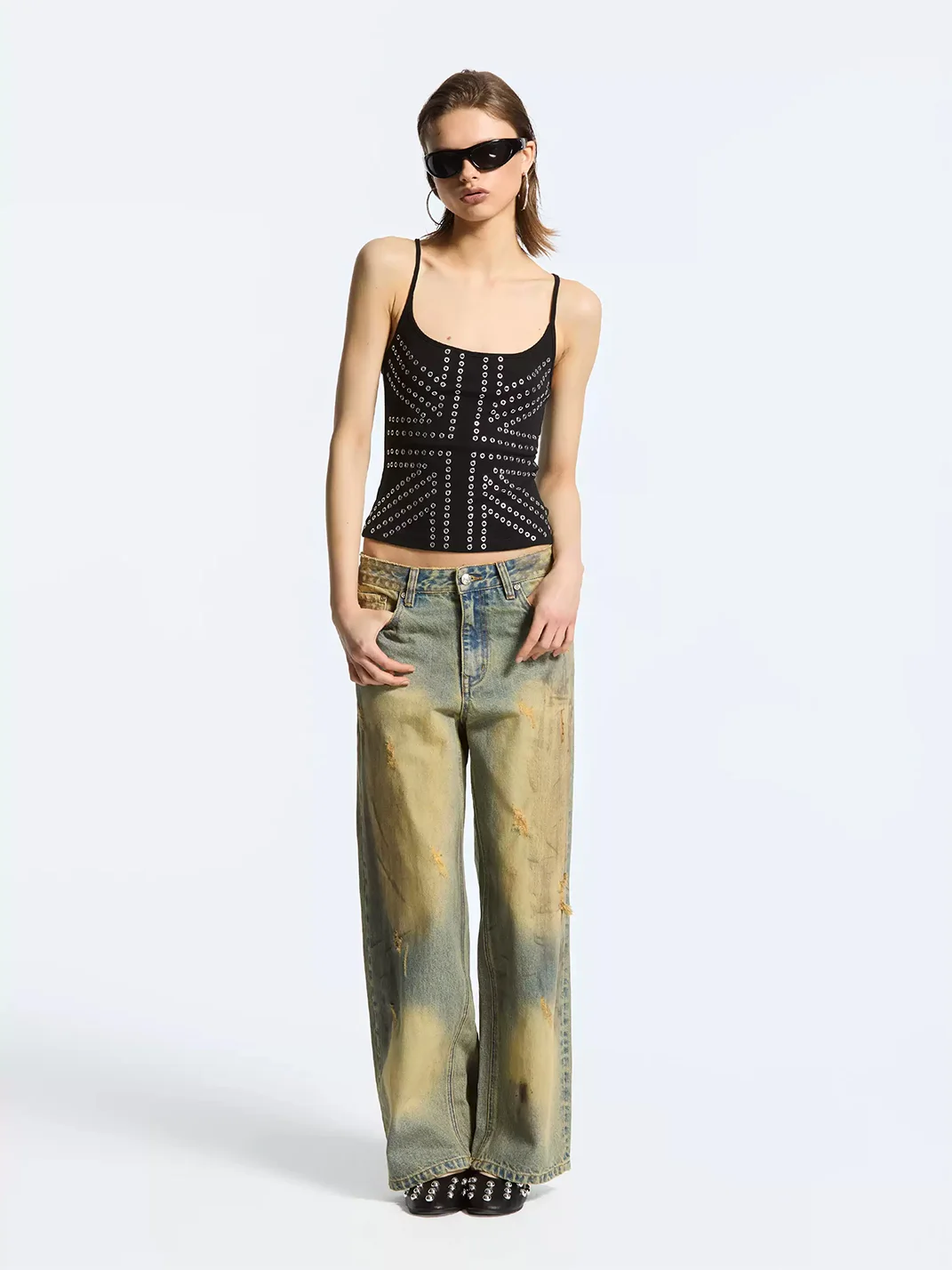 Latelylab | Embellished Fitted Strappy Tank Top
