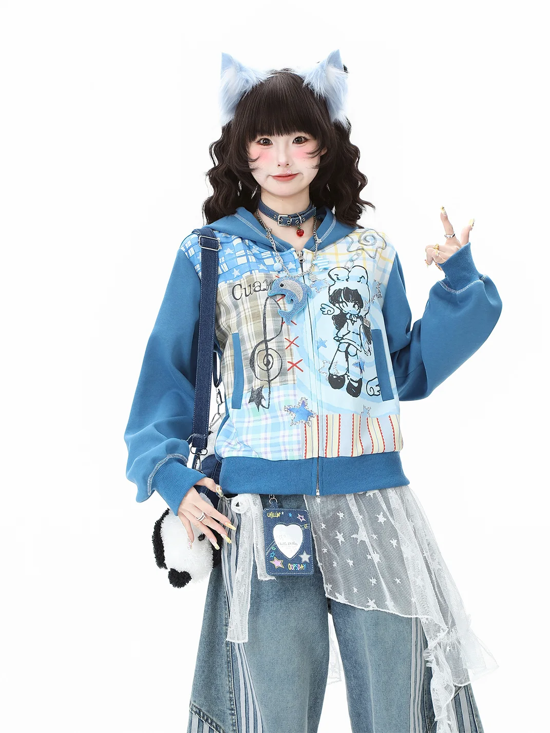 Languid Park | Blue Short Hooded Sweatshirt