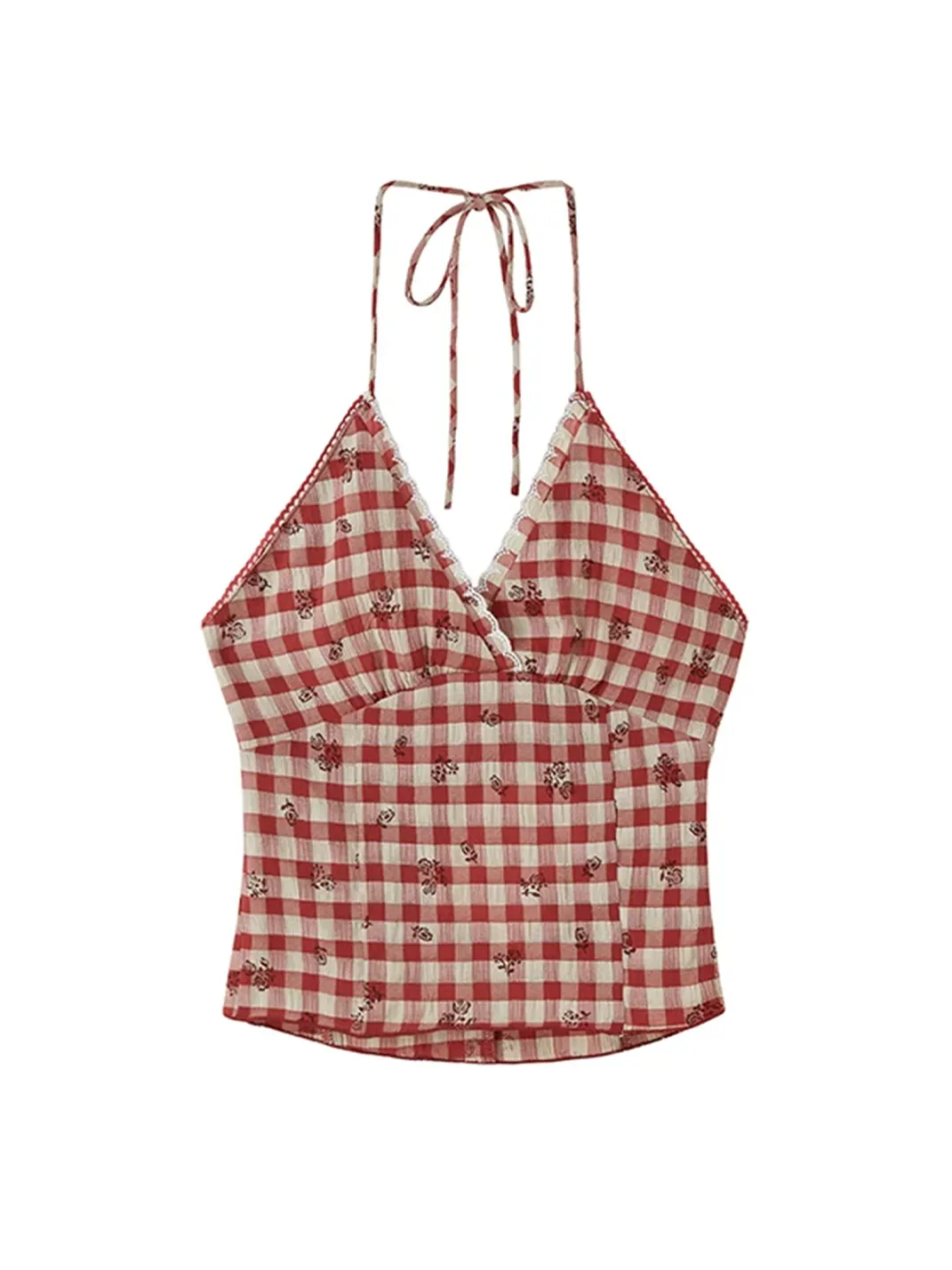 SweetChilling | Embroidered Halter Cropped Top