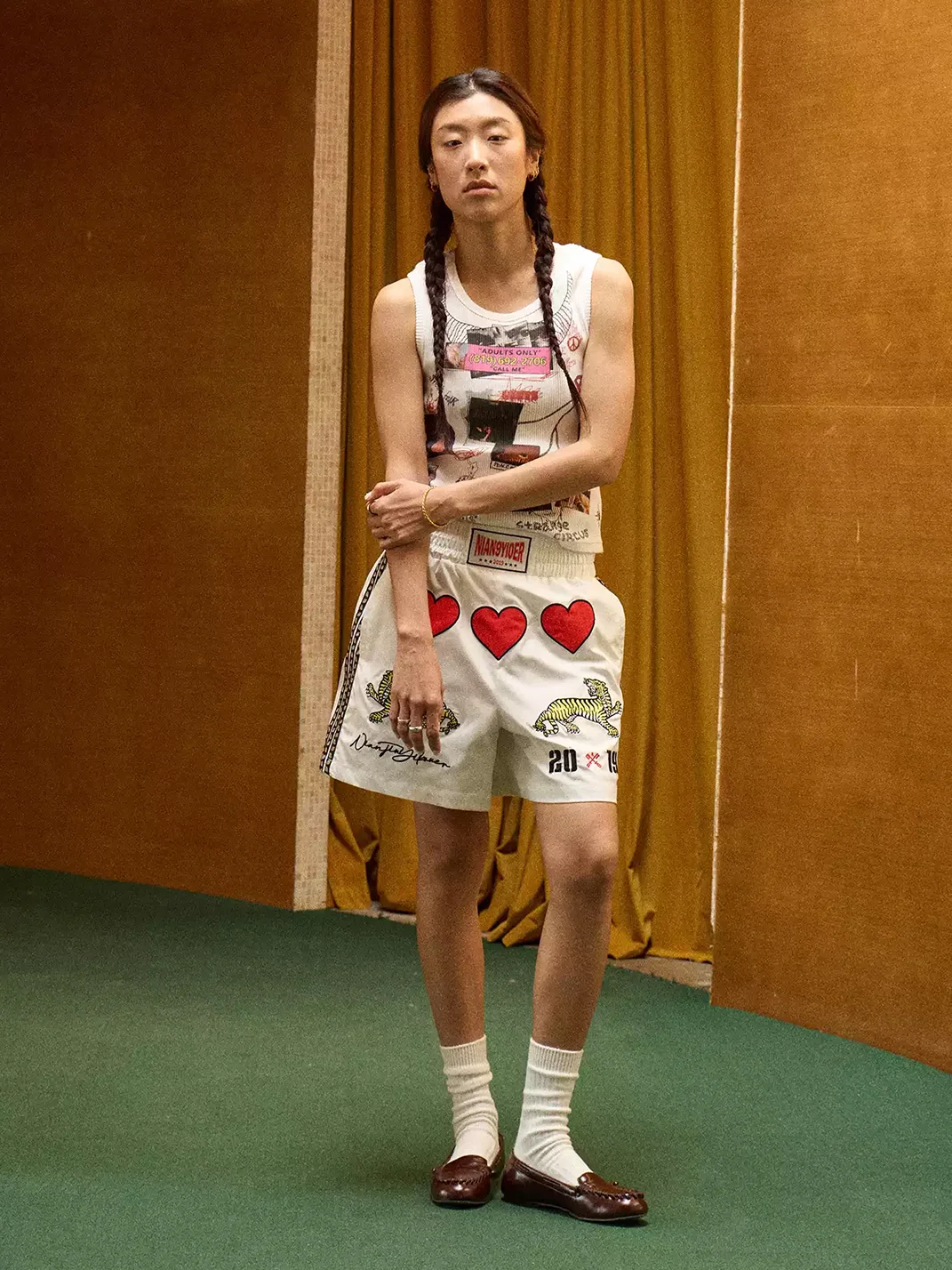 NJYKE | Heart Embroidered Boxing Shorts