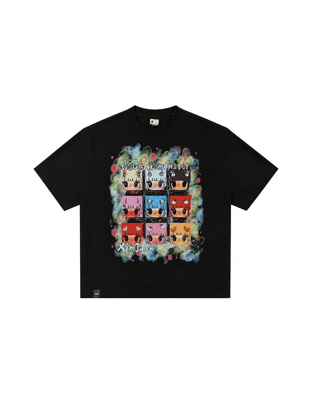 EeeeArtmonster | Nine-Panel Cartoon Print T-Shirt