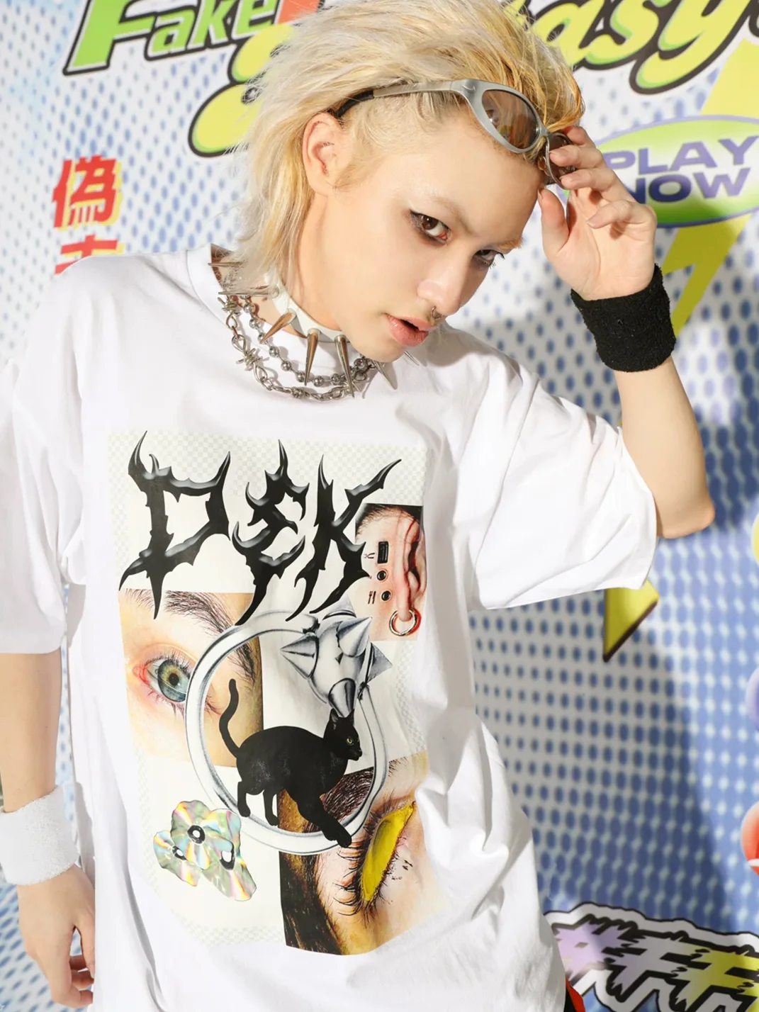 DeadEndKids | Cyber Ghetto Oversize T-Shirt With Black Cat Print