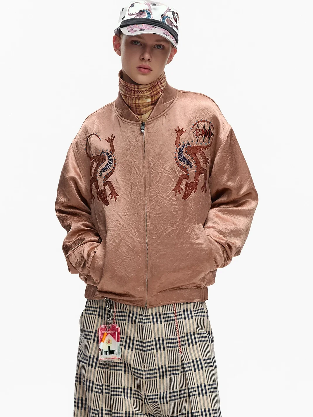 EMOBROTHER | Mirrored Tiger Print Acetate Sukajan Jacket