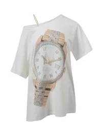 Nodress | Notime Watch Off-Shoulder Short-Sleeve T-Shirt