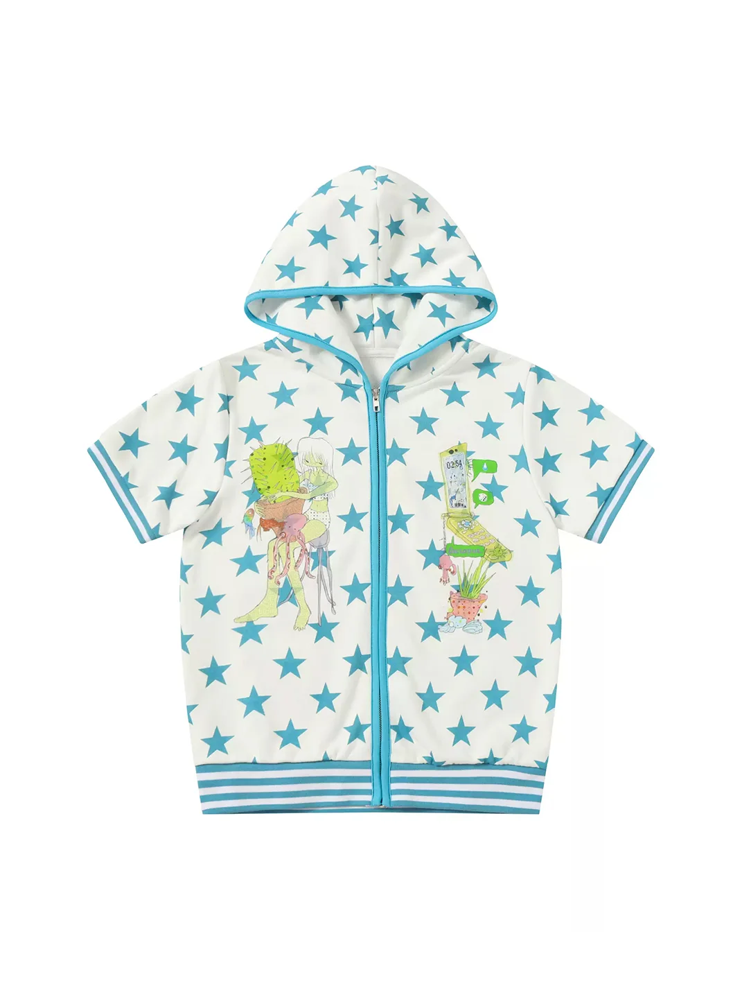 BlackBerry | Blue Star Print Hooded Top and Skirt Set