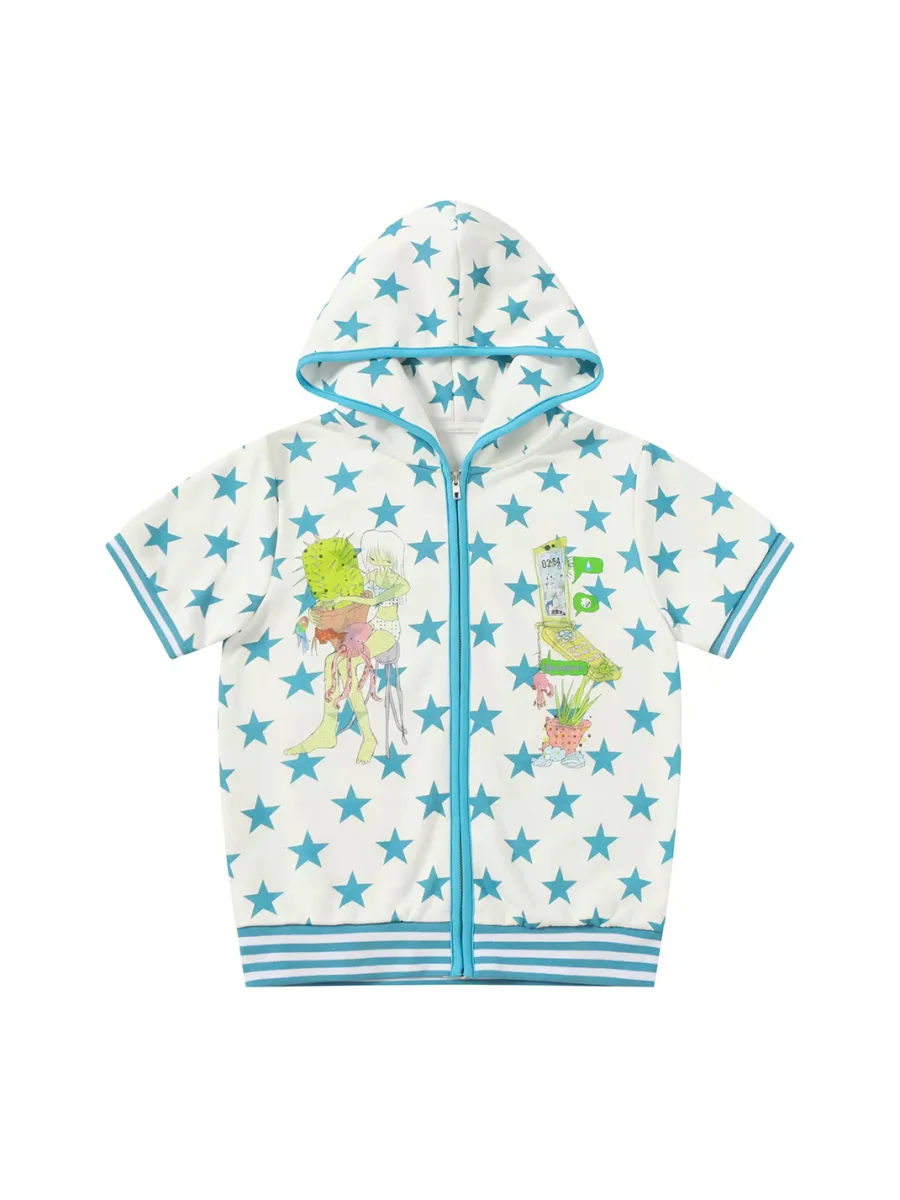 BlackBerry | Blue Star Print Hooded Top and Skirt Set - 2