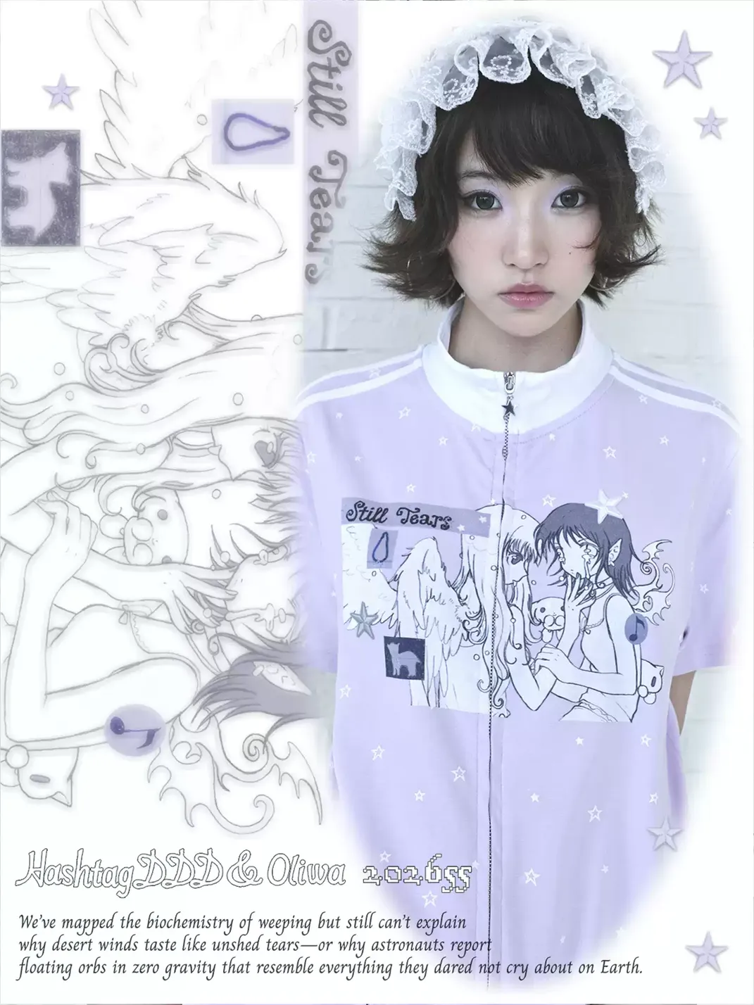 Hashtag DDD | Star Print Angel Graphic Zip Top