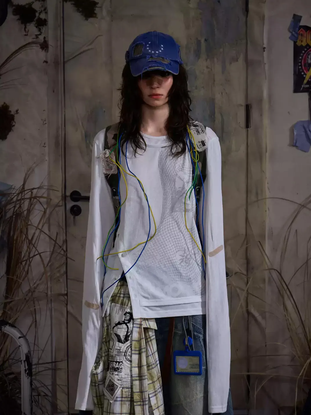 EMOBROTHER | Skeletal Texture Faux-Layer Long-Sleeve T-Shirt