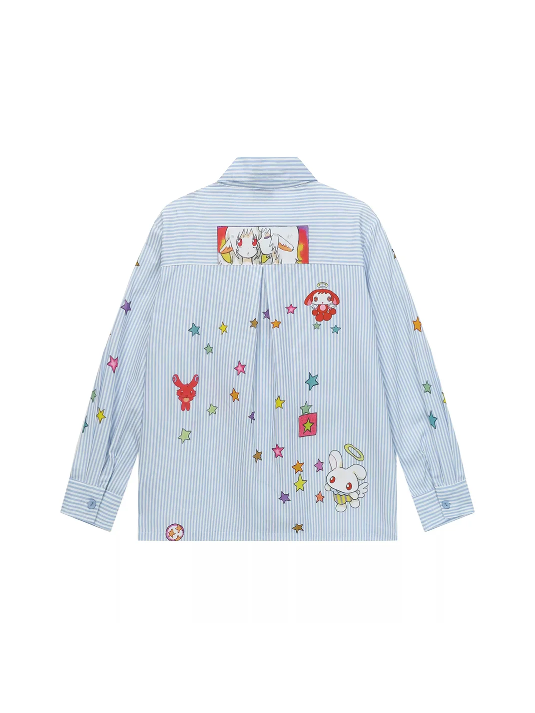 BlackBerry | Blue Striped Cartoon Printed Long-Sleeve Shirt