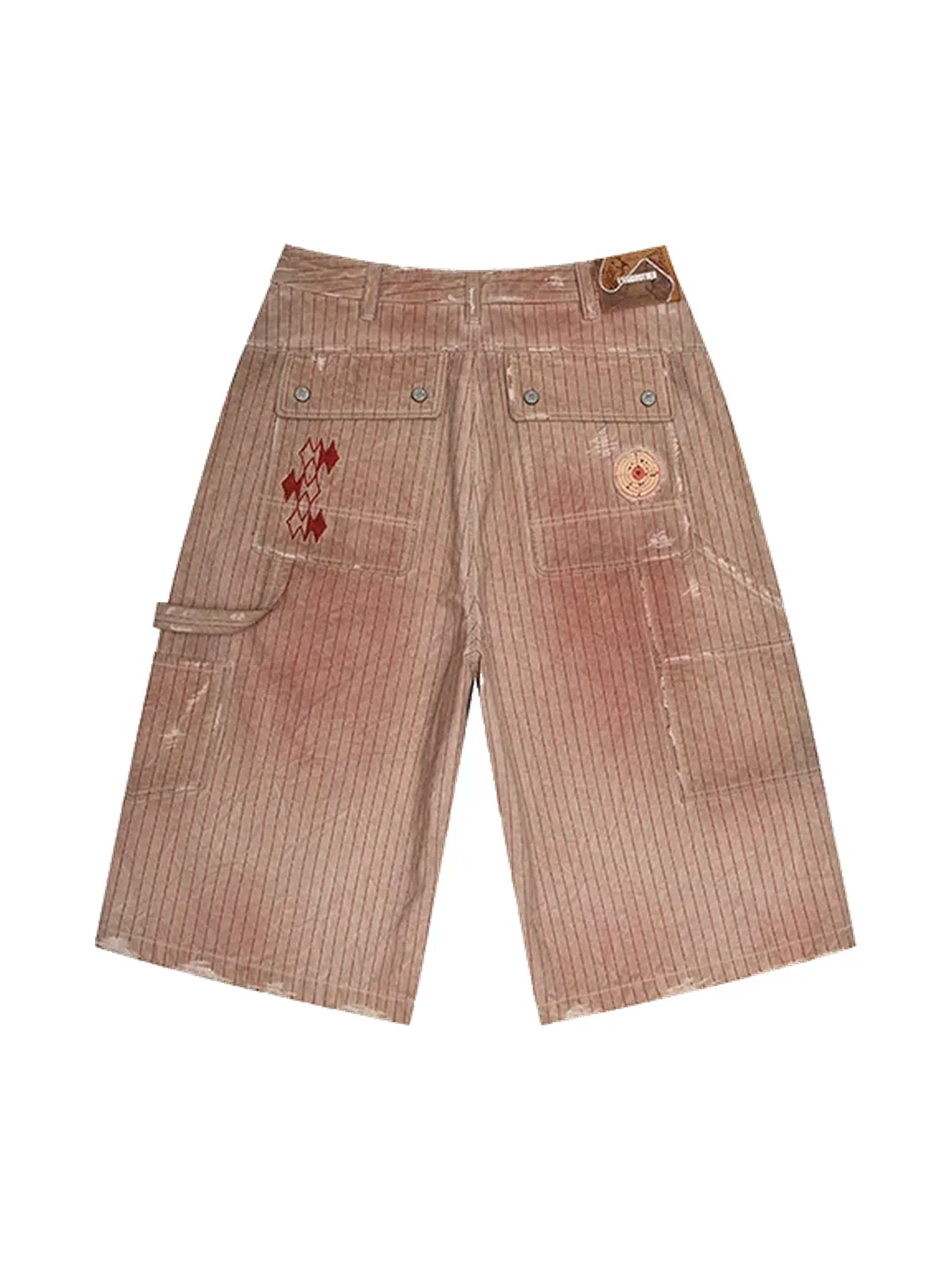 EMOBROTHER | Distressed Striped Patchwork Shorts