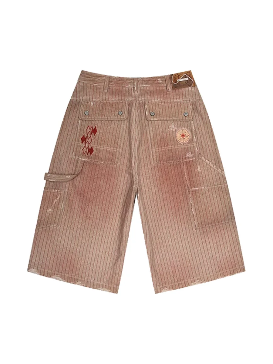 EMOBROTHER | Distressed Striped Patchwork Shorts - 2