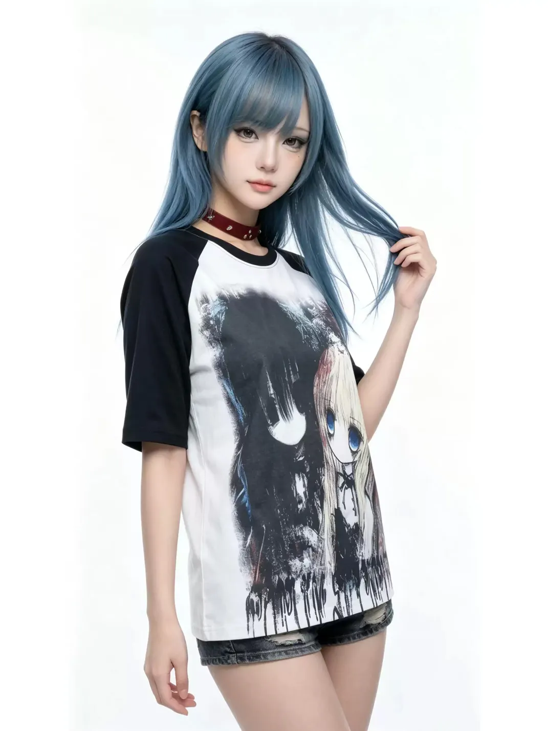 WEBBAR | Gothic Anime Raglan Short Sleeve T-Shirt