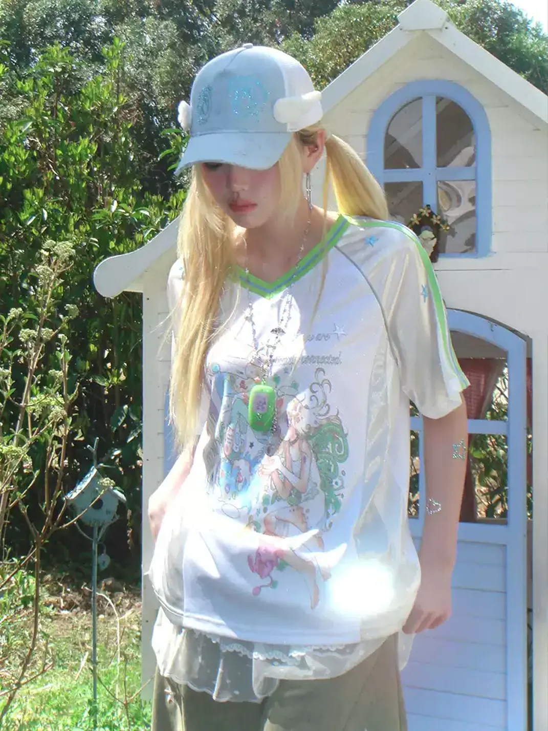 Hashtag DDD | Star Print Raglan Jersey Tee