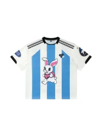 EeeeArtmonster | Striped Rabbit Graphic Jersey T-Shirt