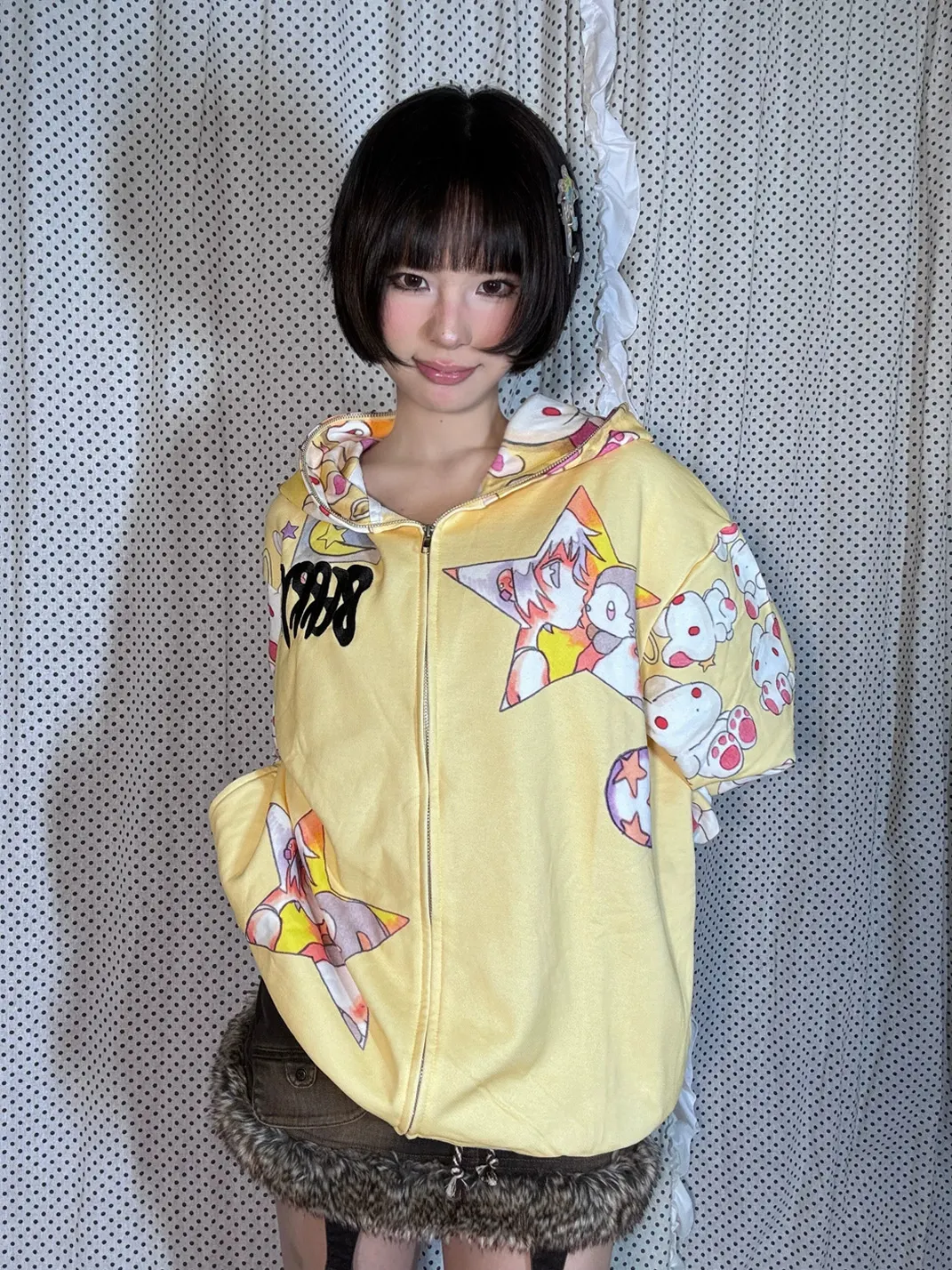 BlackBerry | Yellow Rabbit-Ear Hooded Jacket