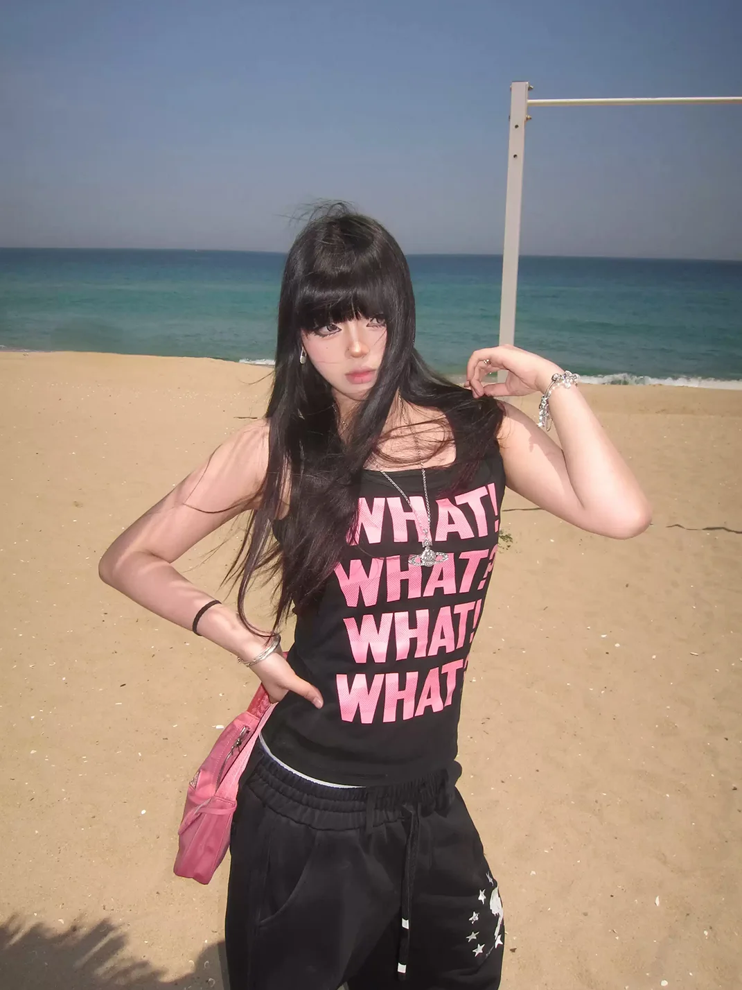 Gods plan | Women's Black and Pink Slogan Graphic Fitted Tank Top