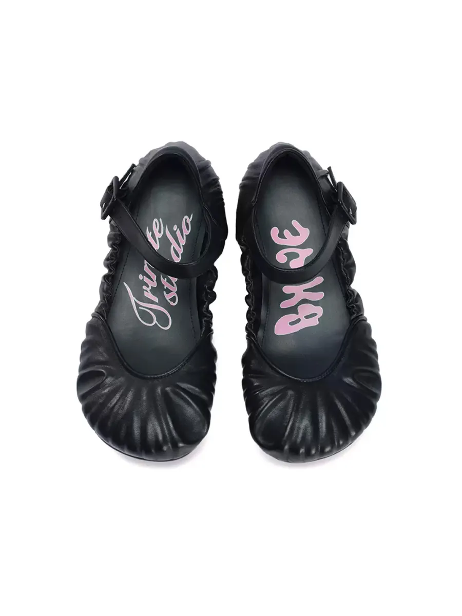 TRINITE | Black CupCake Mary Jane Flats - 3